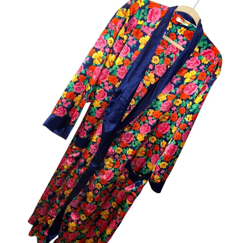 victorias secret vintage gold label bright flower garden bathrobe M